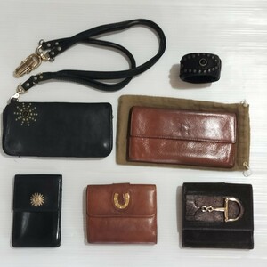 1円スタート GUCCI グッチ IL BISONTE イルビゾンテ VERSACE ヴェルサーチ HTC 等 財布 シガレットケース レザーバングル 6点セット まとめ