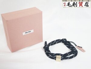 ミュウミュウ MIUMIU コード ブレスレット 新品 ロゴ ナイロン5IB5383L74F0002 未使用 ブラックレディース【中古】 アンクレット