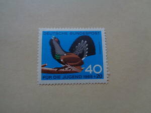 ドイツ切手　1965年　狩猟可能な狩猟鳥　カペケイリー、テトラオ・ウロガルス　40+20