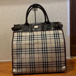 BURBERRY バーバリー ノバチェック トートバッグ ハンドバッグ レザー キャンバス