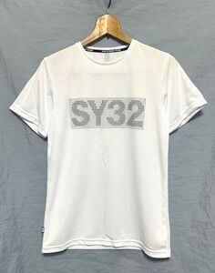 ★美品　SY32 by SWEET YEARS　GEAR DOT LOGO TEE ロゴプリント メッシュTシャツ ホワイト S