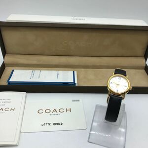 COACH コーチ 腕時計 5.772.866 ゴールド レザーベルト クオーツ レディース 動作品 箱付き