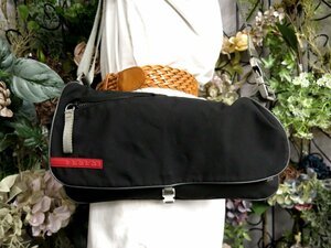 ●超美品●PRADA プラダ スポーツ●ロゴ型押し●ナイロン●ショルダー バッグ●黒●シルバー金具●イタリア製●斜め掛け●かばん●Js50864