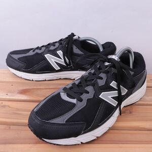 z7052【W480KB5】ニューバランス US10.5 27.5cm/黒 ブラック 灰 グレー newbalance レディース スニーカー 中古