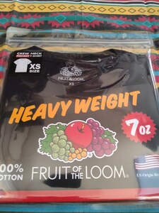 ＊新品 FRUIT OF THE LOOMフルーツ・オブ・ザ・ルーム/ポケット付きクルーネックTシャツ XSサイズ ブラック ギャレット正規取扱店