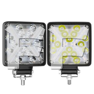 送料無料.. 4インチ 48W 作業灯 LED ワークライト 3モードライト ホワイト/イエロー/白黄同時/ストロボ ジープ ジムニー SUV トラック 2個