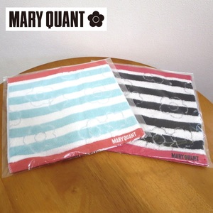 【新品・未使用】MARY QUANT（マリークヮント）ハンドタオル2枚 ブラック/ブルー デイジー ミニタオル タオルハンカチ 日本製 送料180円♪