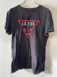 GUESS ゲス Tシャツ ブラック プリント ビッグロゴプリント メンズ