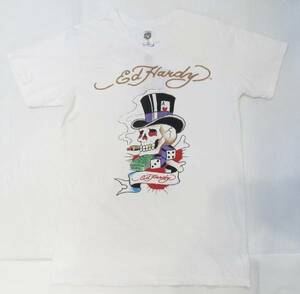 AB85）ED HARDYVネックプリントTシャツ白M☆US購入