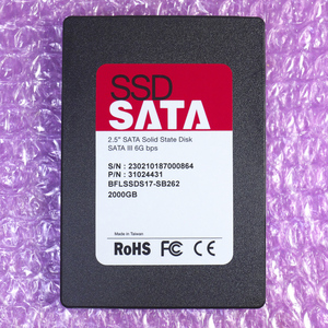 ほぼ未使用 BUFFALO BFLSSDS17-SB262 2TB 2.5インチ SATA SSD (ポータブルSSD取り外し品)