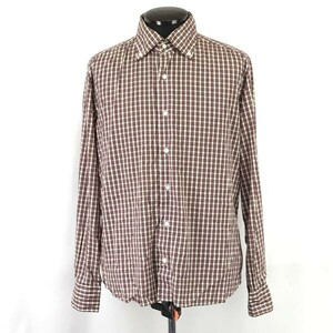 エディフィス/EDIFICE★長袖シャツ【メンズM-L程度/レッド×ホワイト/チェック柄】ボタンダウン/Tops/Shirts◆SBH876