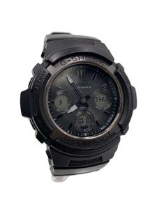 CASIO◆ソーラー腕時計・G-SHOCK/デジアナ/ラバー/BLK/BLK//