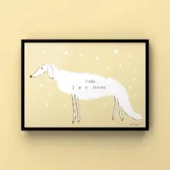 ★A4フレーム付き★オリジナル アートポスター BORZOI 犬 ボルゾイ