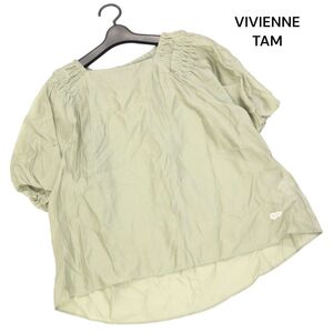 VIVIENNE TAM ヴィヴィアンタム 春夏 龍 ドラゴン ワッペン♪ 半袖 ギャザー ブラウス トップス Sz.38　レディース　K4T00688_5#D