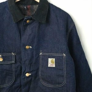 70s ビンテージ Carhartt カーハート プリントタグ デニム カバーオール ワークジャケット 40