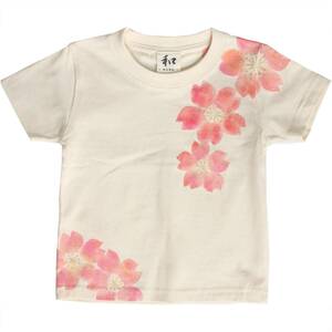 子供服 キッズTシャツ 110サイズ ナチュラル 舞桜柄 Tシャツ ハンドメイド 手描きTシャツ 和柄 春 プレゼント カジュアル