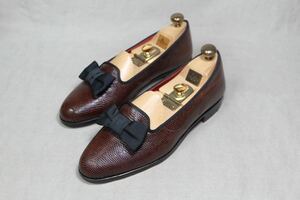 希少リアルリザードレザー使用 試着程度Japan Vintage『KISSA』オペラパンプス 25.5cm マッケイ製法 日本製高級革靴 ローファースリッポン