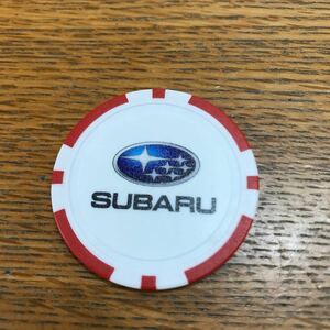 SUBARU スバル　ゴルフボールマーカー　赤系　コース未使用品　送料込