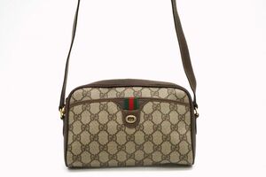 オールド グッチ アクセサリーコレクション ミニ ショルダーバッグ GGプラス シェリーライン PVCレザー ブラウン GUCCI 8432h2