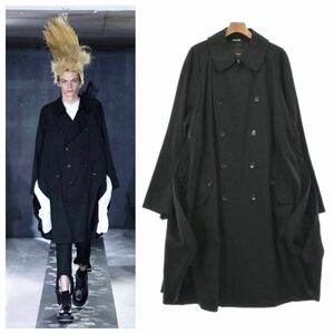 希少 2023 SS COMME des GARCONS HOMME PLUS ワイヤー 入り ダブル コート 黒 M サイズ コムデギャルソン オム プリュス