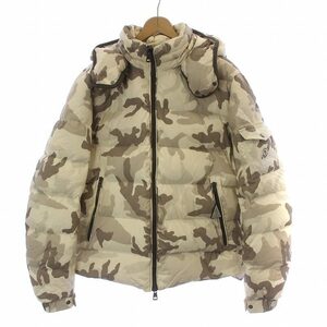 モンクレール MONCLER CHIMAY シメイ ダウン ジャケット ジップアップ フード 迷彩 カモフラ ロゴ 5 XXL ベージュ 茶 ブラウン 32091419720