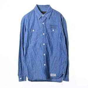 美品 WACKO MARIA UPSETTER バックプリント シャツ M ブルー ワコマリア KL4CBSHP63