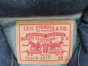 LEVI’S 　７０５０５-０２１７　サードトタイプ　サイズ４０　アメリカ製　バレンシア　タグ付き　未使用品　デッドストック　ジージャン