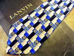 ★良品★3R05432【LANVIN】ランバン「花 植物 柄」ネクタイ