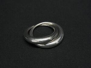 1円 ■美品■ GEORG JENSEN ジョージ ジェンセン 447 SV925 2連 リング 指輪 アクセサリー 約3号 レディース メンズ シルバー系 BN1491