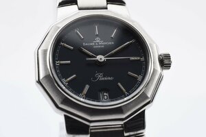 美品 ボーム&メルシェ デイト ラウンド シルバー クォーツ レディース 腕時計 BAUME&MERCIER