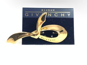 未使用　ジバンシー　GIVENCHY　リボンボウ　ブローチ　ゴールドカラー　幅：約7.5cm　YAS-9374