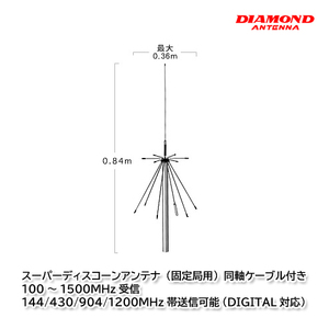 第一電波工業 D190 スーパーディスコーンアンテナ（固定局用）同軸ケーブル付き ダイヤモンドアンテナ