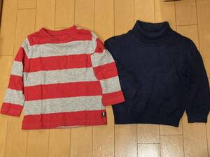 2点セット　子供服　H&M タートルネックセーター90・56(1.5-2Y) & GAPギャップ ストライプカットソー　長袖カットソー