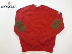 美品 MONCLER/モンクレール★赤　レッド　羊革使い　レザー　長袖　セーター　モンクレールジャパン M