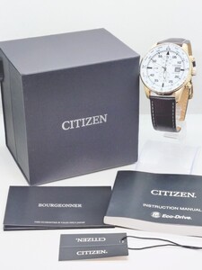 CITIZEN シチズン メンズ エコドライブ クロノグラフ B612-S113601 箱あり 説明書あり 文字盤ホワイト 中古動作品 