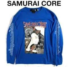 SAMURAI CORE｜両面デザインロンTブルー青和柄和風