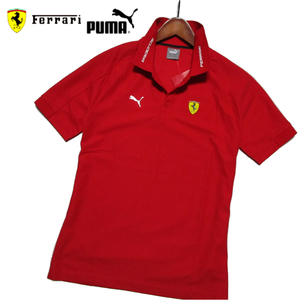 新品 【プーマ フェラーリ】 コラボ　半袖ポロシャツ　鹿の子ピケ　US S（日本サイズM） レッド　PUMA Ferrari　モータースポーツ