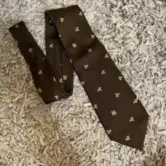 【vintage】GUCCI ネクタイ ブラウン イタリア製 小花柄 グッチ