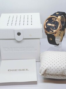 DIESEL ディーゼル 腕時計 DZ7317 ローズゴールド×ブラック レザーベルト クォーツ 箱あり 説明書あり 中古動作品 汚れあり