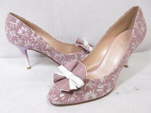 HH未使用品 【銀座かねまつ GINZA Kanematsu】 リボン付き♪ 花柄 ハイヒールパンプス 靴(レディース) size22.5 ピンク系 ■18LZ4420