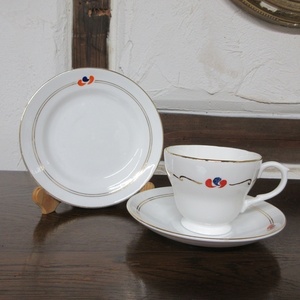 イギリス製 Melba メイヤー&シェラット カップ＆ソーサー トリオ ケーキプレート ヴィンテージ雑貨 tableware 1449sb