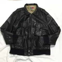 【個性派古着】90s レザージャケット　ＬＬ　大きいサイズ　本革　黒ブルゾン牛革