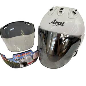 【即決】 Arai アライ VZ-RAM PLUS ジェットヘルメット　※ミラーシールド付き Mサイズ ホワイト系 白系 11794-100