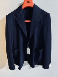 5296】新品8.8万【LUIGI BORRELLI / ルイジボレッリ　44　ジャージーストレッチ　アンコンジャケット　サイドベンツ２つボタン】ネイビー