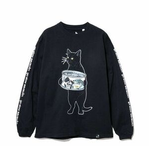 送料無料 新品 go slow caravan ゴースローキャラバン サバ缶猫 長袖 Tシャツ 5 XLサイズ 371902 黒 猫 ロンT