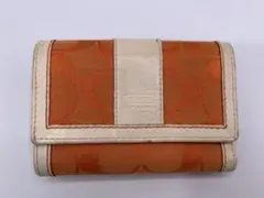 COACH コーチ 三つ折り 財布 ウォレット シグネチャー オレンジ ホワイト