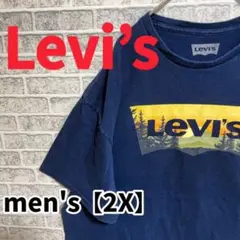 F2139【Levi’s】センターロゴプリント半袖Tシャツ【2X】ネイビー