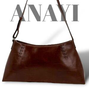 アナイ　ANAYI ワンショルダーバッグ　ハンドバッグ　レザー　ブラウン セミショルダー