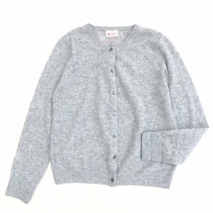 美品 mao made マオメイド 定価16,500円 上質 カシミア100% ベーシック クルーネック カーディガン M グレー ニット 羽織り カシミア