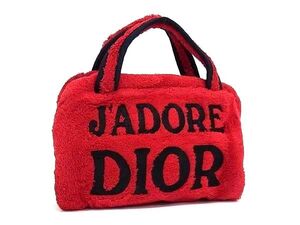 1円 ■新品同様■ ChristianDior クリスチャンディオール パイル ハンドバッグ トートバッグ レディース レッド系 BI7484